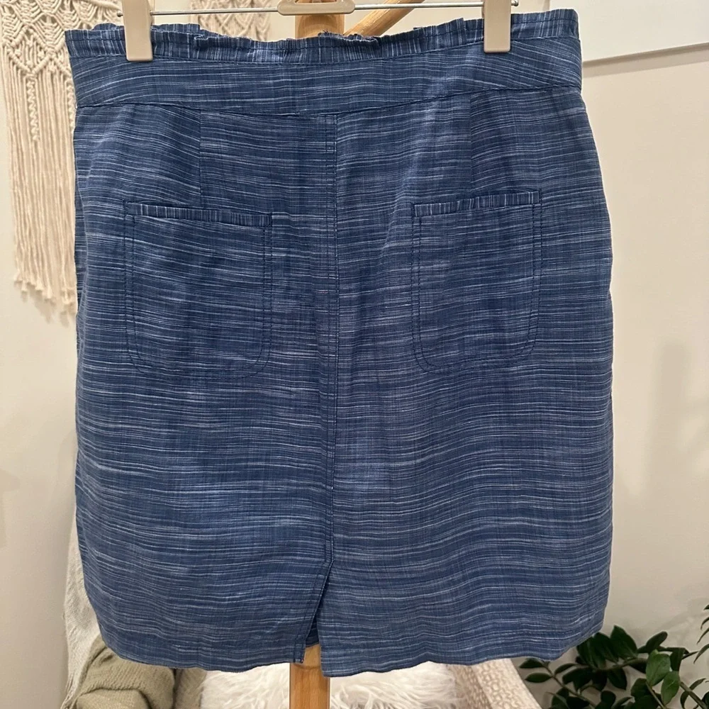 J.Crew Blue Linen Cotton Skirt Knee Length Back Zip Women’s 6